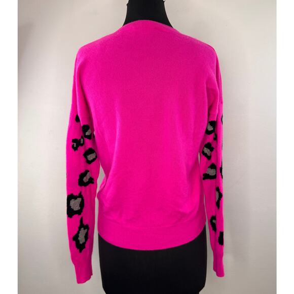 Autumn Cashmere Pink Sweater Leopard Crew Neck Drop Shoulder Pullover S Small - Picture 4 of 5